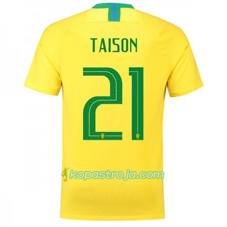 Billiga Fotbollströjor Brasilien Taison 21 VM 2018 Hemma tröja